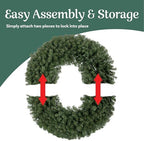 Elf Stor Indoor/Outdoor Prelit Large Christmas Wreath, Green, 48” - Image 4