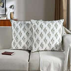 Ridhi Natural Spring Block Print Cotton Pillow Cover 20x20 Inch Set of 2 - Image 4