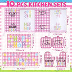 VitalCozy 10 Pcs Happy Easter Kitchen Decor Set Bunny Kitchen Towels and Rugs Oven Mitts and Pot Holders Home Decor Accessories Sets for Easter Chef Baking Cooking Grilling BBQ Gift - Image 3