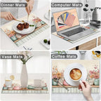 Flower Spring Placemats Set of 6, 12x18 Inch Floral Summer Table Place Mat Washable Non-Slip Heat Resistant Fabric Placement Mats for Party Dining Kitchen Indoor Outdoor Decor - Image 6