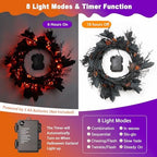 9FT 72 LED Halloween Willow Vine Twig Decor Black Halloween Garland with Pumpkin & Orange Lights, 8 Modes Waterproof Battery Operated Halloween Lights Indoor Halloween Decorations for Home Wall Table - Image 3