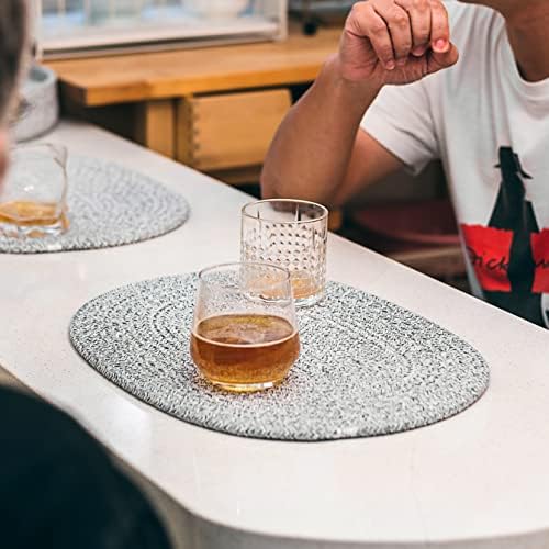 Oval Cotton Rope Placemat Set (13, Heather Gray) - Image 4