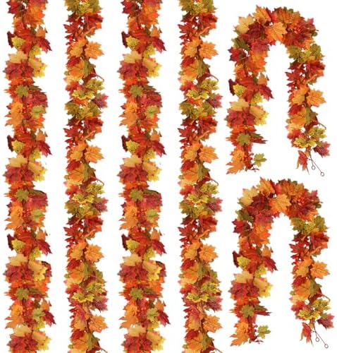 RECUTMS 6 Pcs Fall Maple Leaves Garland for Table Centerpieces Decorations by RECUTMS