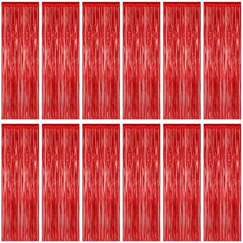 ZATAYE 12 Pack Red Valentines Christmas Foil Curtain Streamer Decorations by ZATAYE