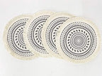Fennco Styles Boho Geometric Fringe Decorative Cotton Placemats 13-inch Round, Set of 4 - Grey Heat Resistant Insulation Table Mats for Home Decor, Dining Table, Banquets and Special Events - Image 3