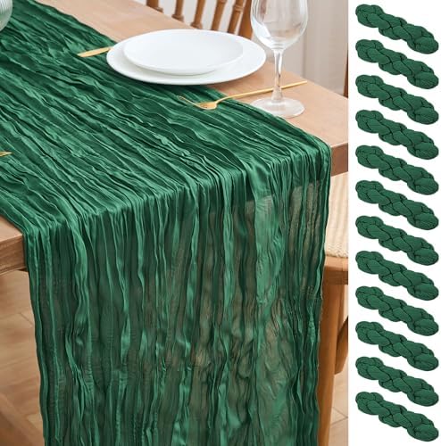Asee'm Emerald Green Cheesecloth Table Runner Christmas Fall Rustic 10FT by Aseem