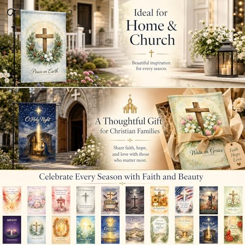20 Pcs Christian Garden Flags 12x18 Inch Double-Sided Religious Seasonal Garden Flags Set for Outside Bible Verse Cross Yard Flags for Easter Christmas Thanksgiving Lent Advent Outdoor Decor - Image 6