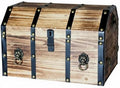 Vintiquewise Wooden Treasure Chest Trunk Vintage-Style Storage Box with Leather Straps Brass Rivets Lion Head Ornaments & Latch Closure Decorative Accent and Functional Organizer for Home Décor, Large by Vintiquewise