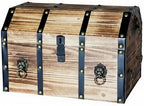 Vintiquewise Wooden Treasure Chest Trunk Vintage-Style Storage Box with Leather Straps Brass Rivets Lion Head Ornaments & Latch Closure Decorative Accent and Functional Organizer for Home Décor, Large by Vintiquewise
