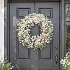 26 Inch Lambs Ear Wreaths for Front Door, Artificial Summer Fall Wreath with Mixed Color Lambs Ear, Berries & Wheat, Year Round Door Wreath for Farmhouse Wedding Home Porch Indoor Outdoor Decor - Image 5