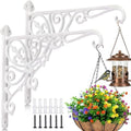 2 Pack Cast Iron Hanging Plant Bracket 12" Outdoor Wall Plant Hangers Hooks Heavy Duty Hanging Bracket Hooks Vintage Decorative Wall Hangers for Pots Bird Feeder Wind Chime Lantern (White) by Otoolling
