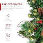 Best Choice Products 9ft Pre-Lit Holiday Pre-Decorated Christmas Garland for Stairs, Fireplace, Decoration w/PVC Tips, 50 LED Lights, Pine Cones, Berries - Image 3