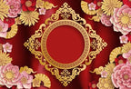 AOFOTO 10x7ft Chinese New Year Backdrop Red and Gold Paper-cuts Floral Lucky Clouds Traditional Spring Festival Asian Lunar New Year Background Room Decoration Banner Kid Portrait Photo Shoot Props by AOFOTO
