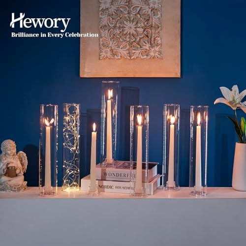 Hewory Hurricane Glass Candle Holders: 24 PCS Chimney Covers Bulk 12.6" H - Image 7
