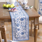 ISAENNE Designer French Linen Extra Long Table Runner,118"x12"-BlueWilow - Image 4
