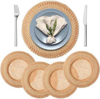 4 Pack Woven Round Rattan Chargers 13 Inch, Natural by Unknown