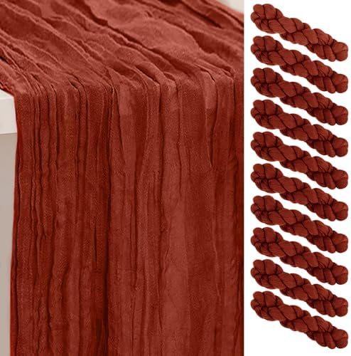 10 Pack Terracotta 35x120 Inch Cheesecloth Table Runner by SuBleer