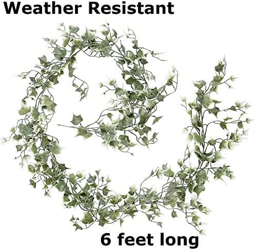 Variegated Weather‑Resistant Needlepoint Ivy Garland – 6 ft Faux Greenery - Image 2