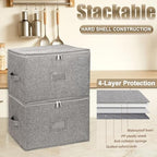 Wine Glass Storage Box with Dividers, 2-Pack Stemware Storage Containers w/Hard Shell Top Sides Bottom, Stackable Moving Boxes w/ Sturdy Handles for 24 Glassware Crystal Glasses Drinkware, 9.2'' Tall - Image 3