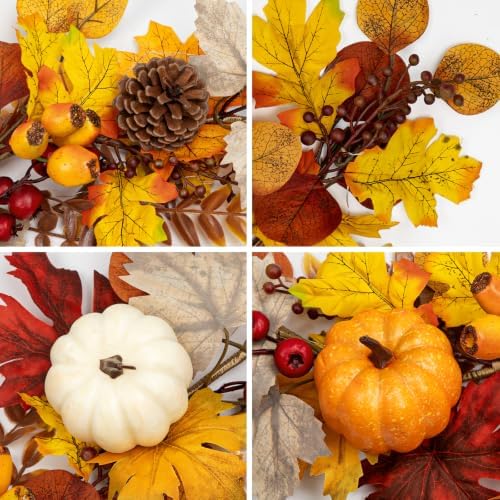 6FT Fall Garland with Lights Pumpkins Pinecones for Mantle, Table, Porch - Image 3