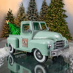Zaer Ltd. Metal 18.5" Long Multi-Seasonal Christmas and Harvest Pickup Truck with Metal Tree, Pumpkins, and Matching Side-Magnet Sets (Soft Green) - Image 3
