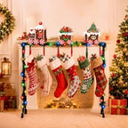 Treela Christmas Metal Stocking Holder Stand Floor 6 Hooks,Gingerbread - Image 5