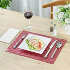 Restaurantware Rectangle Red Woven Placemat, 16 x 12 in, 6 Pack - Image 3