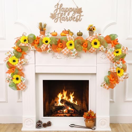 Sunflower Garland for Mantel, Fall Garland for Fireplace Home Decor by Unknown