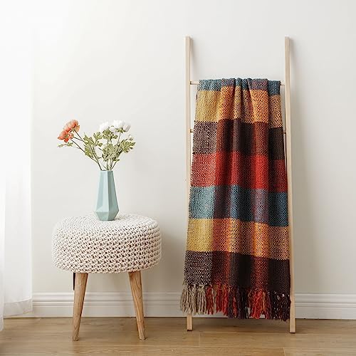 Fall Plaid Throw Blanket for Couch, Rustic Knit Throw Blanket 50"x60" - Image 7