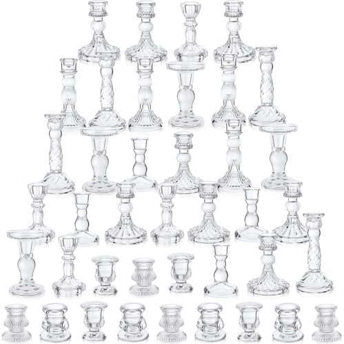 Mumufy 40 Pcs Glass Taper Crystal Candle Holders,Classic,Clear by Mumufy