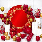Happy Chinese New Year Round Backdrop Cover Chinese Style Photography Backdrop Red Lantern Lunar New Year Circle Background Chinese Spring Festival Celebration Party Decorations Supplies 7.5ft - Image 4