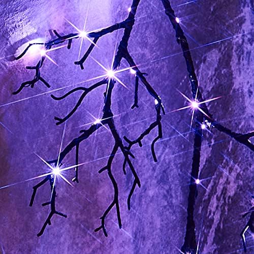 Birchlitland Halloween Lighted Garland 6FT 120L Orange and Purple Bi-Color LED Lights 8 Functions, Black Glittered Garland Lights Battery Operated for Indoor and Outdoor Halloween Party Decoration - Image 2