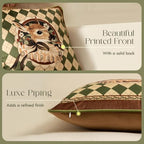 Vintage Christmas Pillow Cover 18x18, Checkered Deer - Image 4