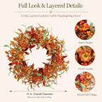 18 Inch Berry & Floral Fall Wreath with Mixed Leaves for Front Door - Image 2