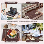 Bamboo Placemats Set of 8 with Fabric Border, Table Mats, Walnut - Image 7