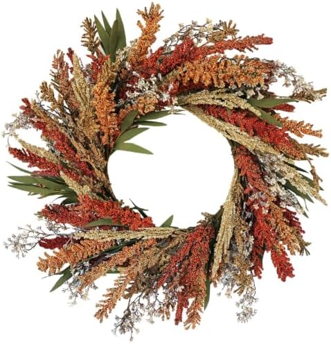 22 Inch Fall Harvest Wreath Wheat Grain Decor Rustic Thanksgiving Wreaths for Front Door Autumn Farmhouse Decor Indoor Outdoor by Hometrance