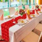 4 Pcs Rosette Table Runner 14x108 Inch for Wedding, Red - Image 4