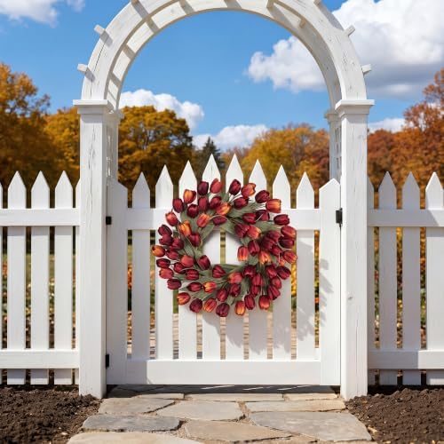 24" Tulip Fall Wreath for Front Door Real Touch Fade-Resistant - Image 6