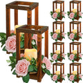 Hushee 30 Pcs Wooden Wedding Lantern Centerpiece, Pink Rose, Brown by Hushee