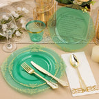 Bestluck 175PCS Clear Green Plastic Plates for 25 Guests - Image 5