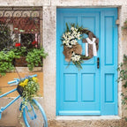 Easter Cross Wreath with Burlap Bow, Easter Door Wreath with Burlap Bow Swag Bowknot Rustic Farmhouse Spring Lily Wreath Easter Decorations for Hanging Door Decor (23IN Num.04) - Image 4