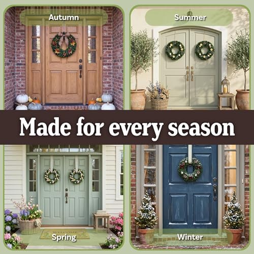 Pure Garden Round Boxwood Wreath for Front Door, Green, 16.5” - Image 6