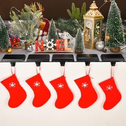 Christmas Stocking Holders for Mantle, Weighted Stocking Hangers, Christmas Stocking Hooks for Tables Window Fireplace Mantle Decoration(Black,8PCS) - Image 3