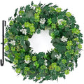 St Patricks Day Artificial Eucalyptus Wreath Saint Patrick Decorations for Front Door - St Paddys Shamrock Decor for Irish March Home Wall Porch Party Supplies by lucksea