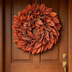 Large Artificial Magnolia Leaves Fall Wreath for Front Door Outside Decor - Image 2