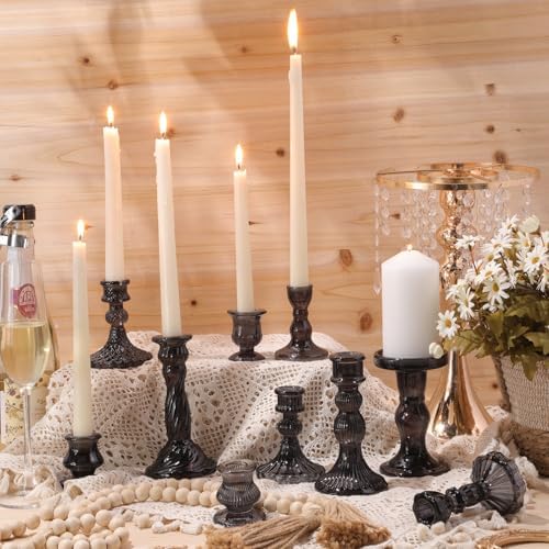 Mumufy 20 Pcs Glass Taper Candle Holders Assorted, Black - Image 4