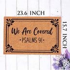 Funny Coir Doormat We Are Covered Psalms 91 Welcome Front Door Porch Patio Decor Doormats For The Entrance Way Outside Personalized Rugs with Heavy-Duty Back Non Slip Outdoor Mat 23.6 x 15.7 inch - Image 5