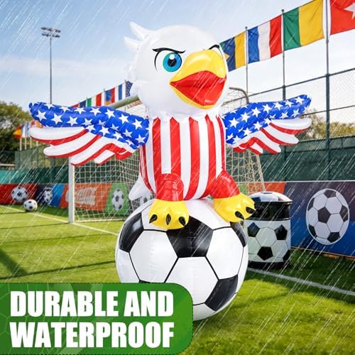 Leyndo 4.9FT 2026 Soccer Inflatables Outdoor Decorations Soccer Themed Decor Lighted Blow Up Eagle Inflatables Patriotic 4th of July Outdoor Decoration for Yard Garden Lawn - Image 5