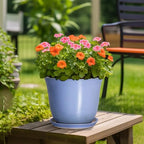 12 Inch Pots for Plants, Ceramic Planter with Saucer, Purple-Blue - Image 4