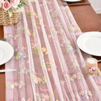 Butterfly Floral Table Runner Flowers Tea Garden Party Picnic Table Decor - Image 5